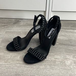 Steve Madden Carrson Stubbed Sandal Heels Black 7